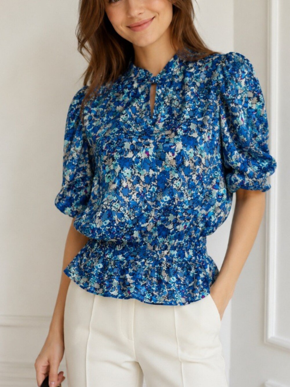 Joie Smocked Silk Blouse -size M